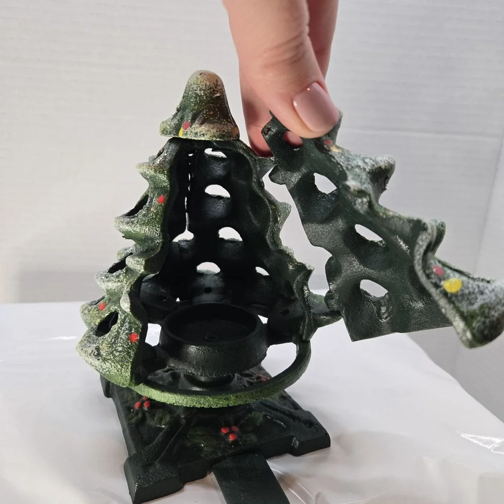 Vintage‎ cast iron indoor outdoor christmas tree candle holder 10